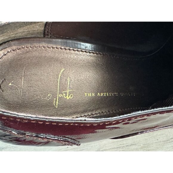 Franco Sarto Artist's Collection A-Hammer Brown Patent Leather Oxford Heels 10M - Picture 9 of 12